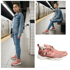 Reebok Furylite Woven Sneakers 
Rustic clay desert stone and Chalk size 7